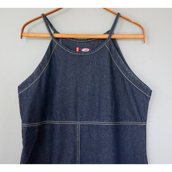 Bongo Denim Halter strap Maxi Dress 1X Empire Waist Street Western Y2K 90s Style - Picture 4 of 13